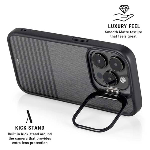 Black and Grey Stripes iPhone 14 Pro Kickstand Case